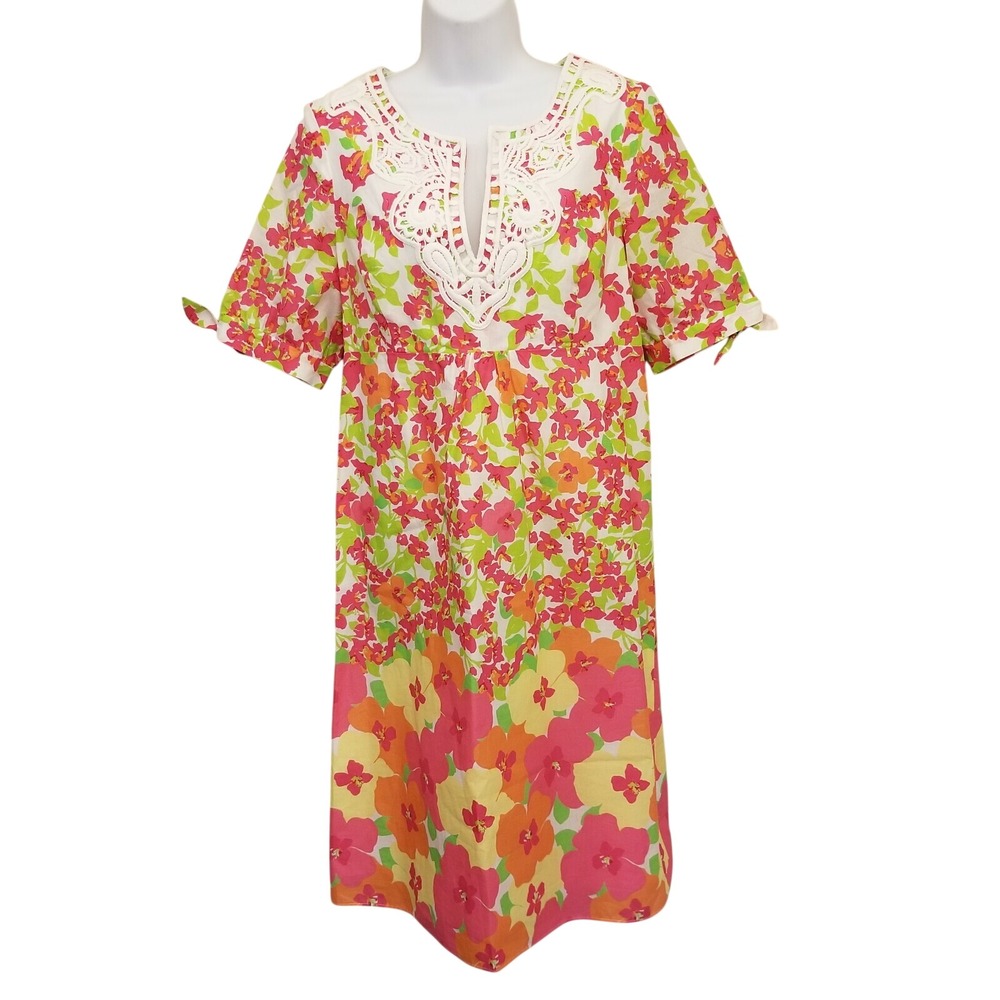 Lilly Pulitzer FALLING FOR YOU Dress 6 Pink Green Floral Sheath Shift Lace